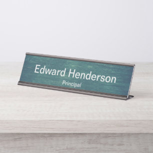 Simple Gray Name Text on Chalkboard Look Desk Name Plate