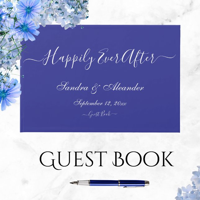 Simple Greek Royal Blue, elegant, modern Wedding Guest Book (Creator Uploaded)