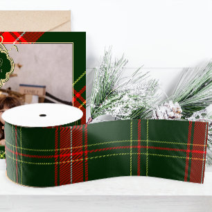 Simple Green and Red Plaid Christmas Holiday Grosgrain Ribbon