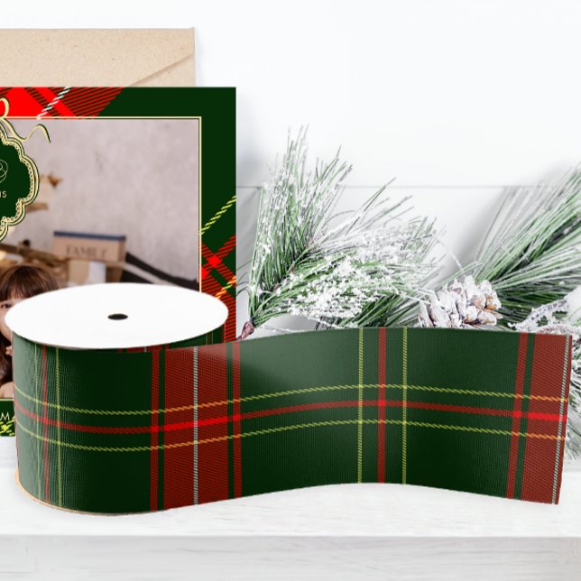 Simple Green and Red Plaid Christmas Holiday  Grosgrain Ribbon (Creator Uploaded)