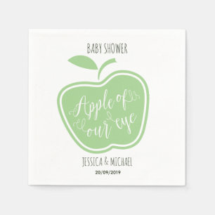 Simple Green and White Apple Of Our Eye Napkin
