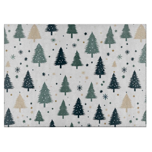 Simple Green and White Christmas Tree Cutting Board (Front)