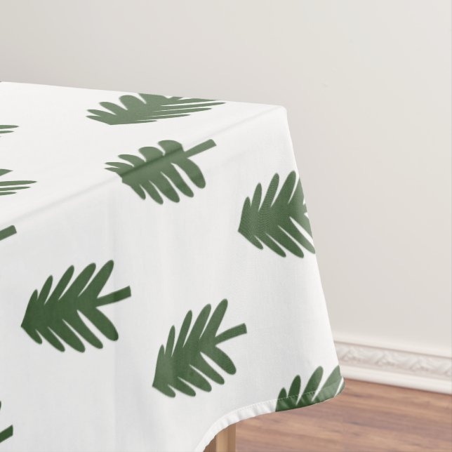 Simple Green and White Christmas Tree Tablecloth (In Situ)
