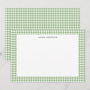 Simple green and white Gingham personalised  Thank You Card
