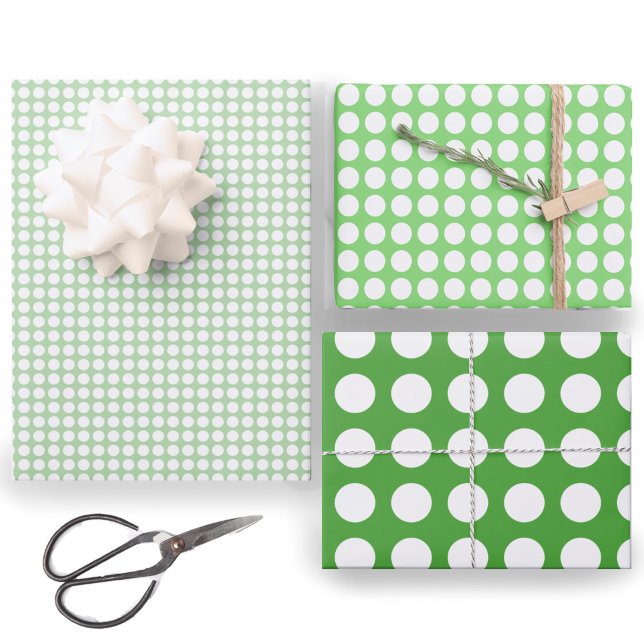Simple Green and White Polka Dots Pattern Wrapping Paper Sheet (Creator Uploaded)