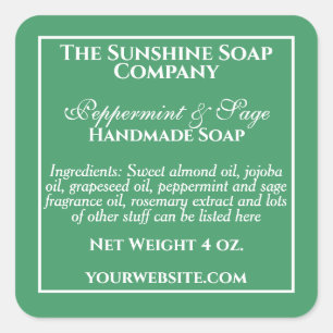 Simple green and white soap cosmetics label