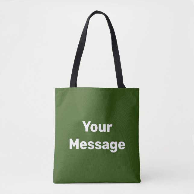 Simple Green and White Your Message Text Template Tote Bag (Front)