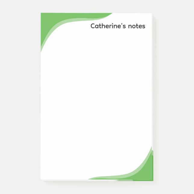 Simple green & black waves customisable post-it notes (Front)
