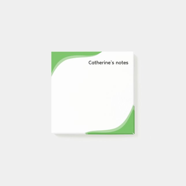 Simple green & black waves customisable post-it notes (Front)
