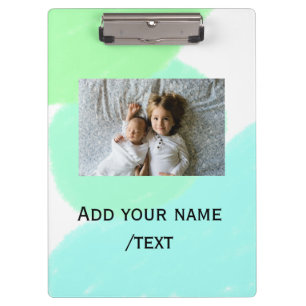 simple green blue watercolor add photo custom text clipboard
