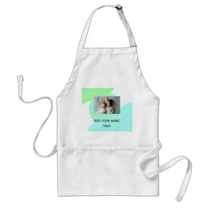 simple green blue watercolor add photo custom text standard apron