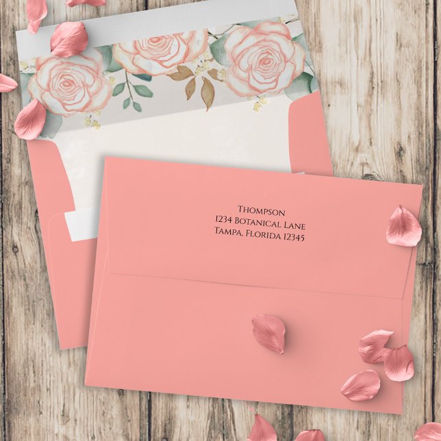 Simple Green Blush Floral Greenery Botanical Envelope (Creator Uploaded)