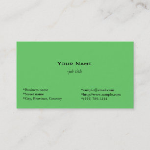 simple, green business card. card