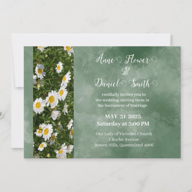 Simple Green Catholic Wedding Invitation (Front)