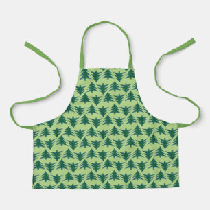 Simple Green Christmas Tree Pattern Unisex Natural Apron