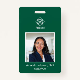 Simple Green Custom Logo Employee Photo ID  ID Badge