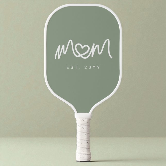 Simple Green Cute Heart Script Mum Established Est Pickleball Paddle (Simple Green Cute Heart Script Mom Established Est Pickleball Paddle)