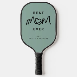 Simple Green Cute Script Cute Modern Best Mum Ever Pickleball Paddle