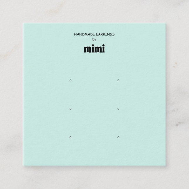 Simple Green Earring Display Card (Front)