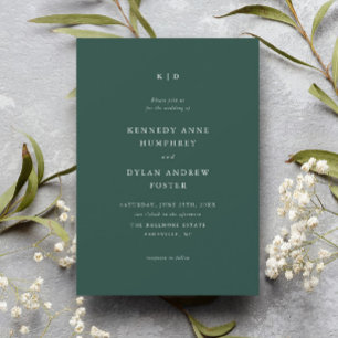 Simple Green Elegant Wedding Invitation