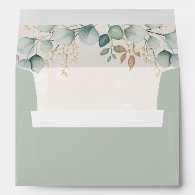 Simple Green Eucalyptus Floral Greenery Botanical Envelope (Back (Bottom))