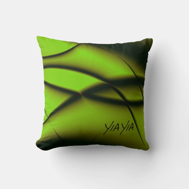Simple Green Fractal Design YiaYia Throw Pillow (Front)