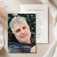 Simple Green Funeral Prayer Card with Photo
