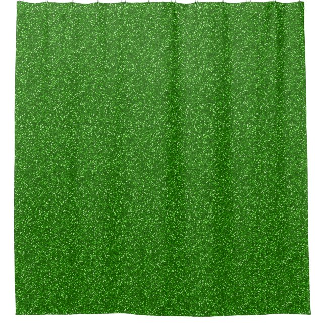 Simple Green Glitter & Sparkles Texture Print Shower Curtain (Front)
