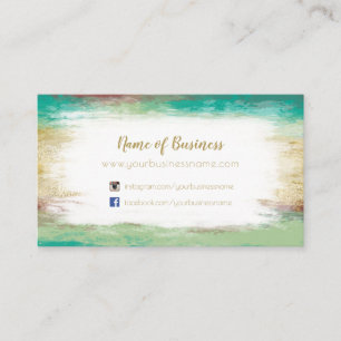 Simple Green Gold Abstrat Social Media Websites Business Card
