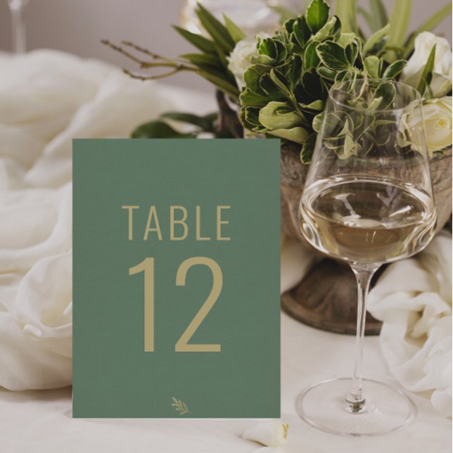 Simple Green & Gold Fancy Wedding Table Number (Creator Uploaded)