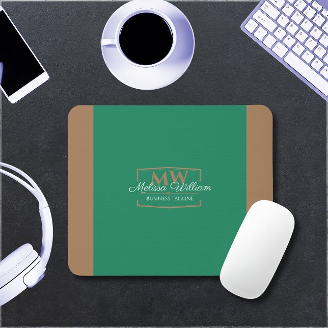 Simple Green Gold Monogram Mouse Pad (Creator Uploaded)