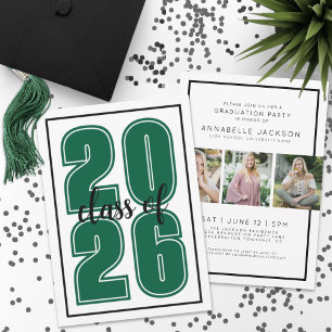 Simple Green Graduate Photo Graduation Invitation