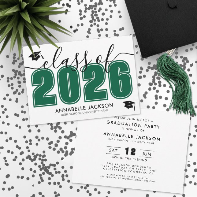Simple Green Graduation Party Invitation (Simple Green Graduation Party Invitation)