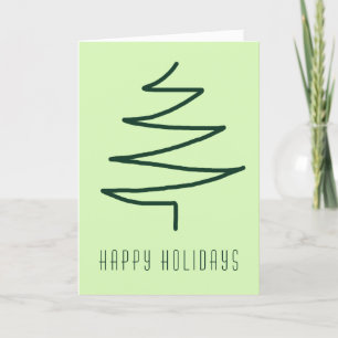 Simple Green Hand Drawn Abstract Christmas Tree Holiday Card
