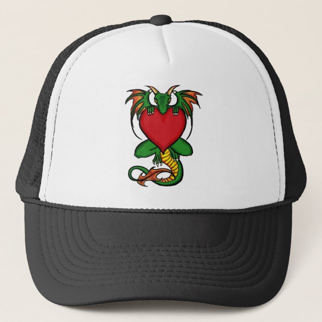 Simple green heart artistic dragon hat (Front)