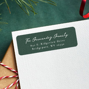 Simple green herringbone Christmas return address Label