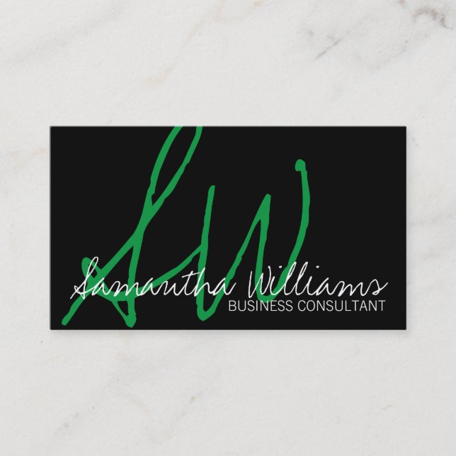 Simple Green Initials Professional Business Cards (Front)