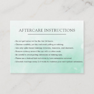 Simple Green Lash Extension Microblading Aftercare Business Card