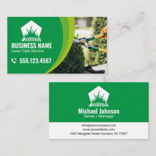 Simple Green Lawn Care Customisable Promote Garden Business Card