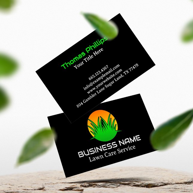 Simple Green Lawn Care Logo Business Card (Creator Uploaded)