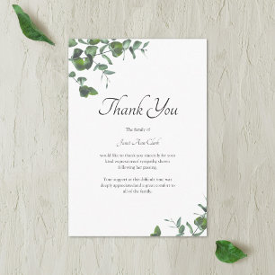 Simple Green Leaves Funeral and Sympathy Thank You Card