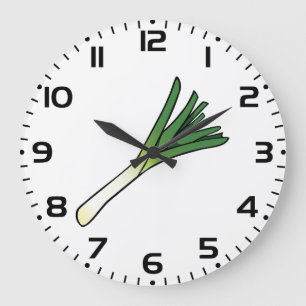 Simple Green Leek Vegetable Large Clock