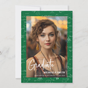 Simple Green Mathematics Script Photo Graduation Announcement