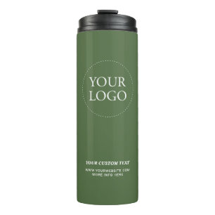 Simple Green Minimal Business Logo Custom Text Thermal Tumbler