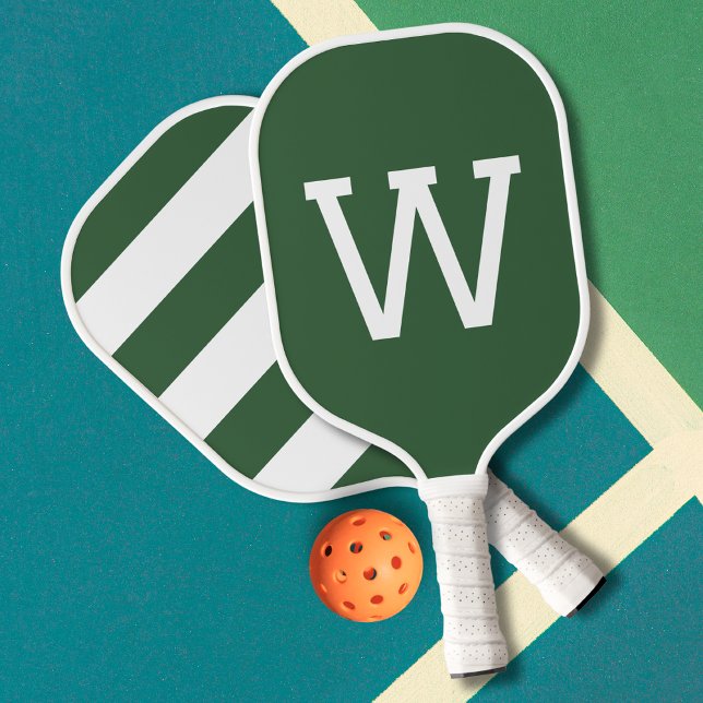 Simple Green Minimalist Monogrammed Modern Pickleball Paddle (Creator Uploaded)