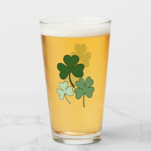 Simple Green Minimalist Shamrock Clover Glass