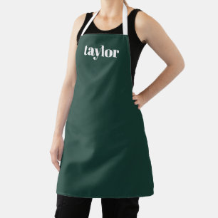 Simple Green Modern Minimalist Trendy Personalised Apron