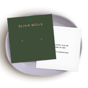 Simple Green Modern Stud Earring Square Display Business Card