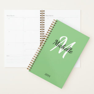 Simple Green Monogrammed Planner