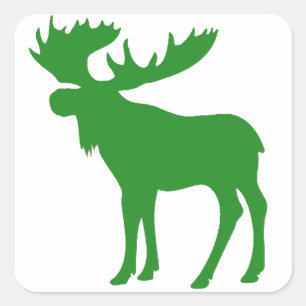Simple green moose symbol square sticker